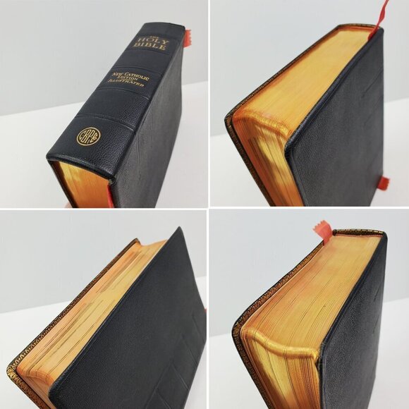 Holy Bible New Catholic Edition Illustrated Vintage 1954 Gold Gilded Leather - Picture 8 of 10